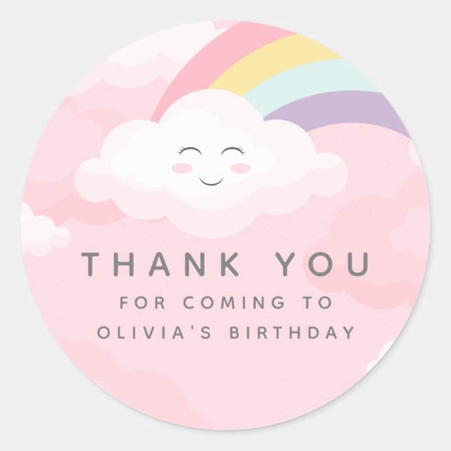 Colorful Rainbow Birthday Classic Round Sticker (Front)