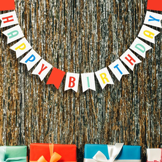 Colorful Rainbow Birthday Party Bunting Banner (Creator Uploaded)