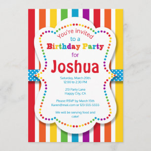Colorful Rainbow Birthday Party Invitation