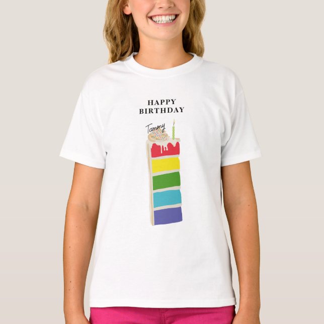 Colorful Rainbow Birthday Party T-Shirt (Front)