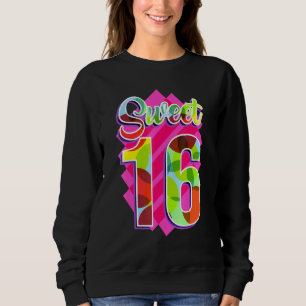 Colorful Rainbow Birthday Sweet 16 Graphic Sweatshirt
