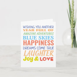 Colorful rainbow Birthday wishes personalized Card
