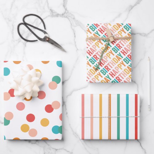 Colorful Rainbow Birthday Wrapping Paper Sheets