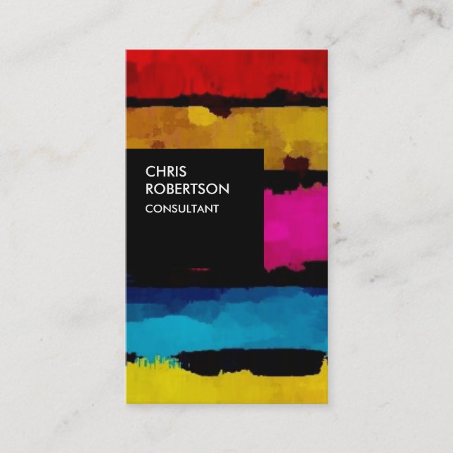 Colorful Rainbow Black Creative Business Card (Front)