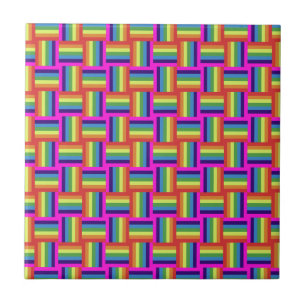 Colorful Rainbow Block Pattern Ceramic Tile