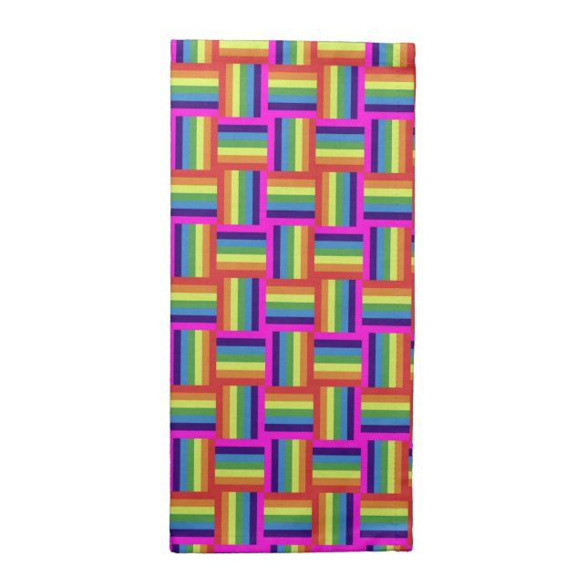 Colorful Rainbow Block Pattern Cloth Napkin (Half Fold)