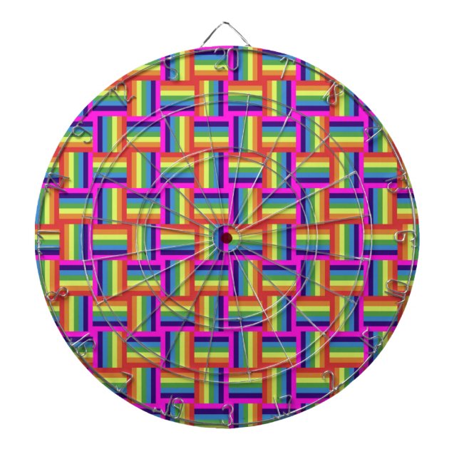 Colorful Rainbow Block Pattern Dart Board (Front)