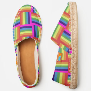 Colorful Rainbow Block Pattern Espadrilles