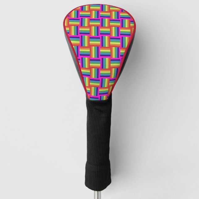 Colorful Rainbow Block Pattern Golf Head Cover (Front)