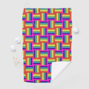 Colorful Rainbow Block Pattern Golf Towel