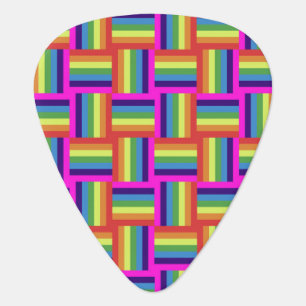 Colorful Rainbow Block Pattern Guitar Pick