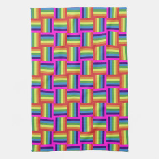 Colorful Rainbow Block Pattern Kitchen Towel
