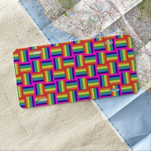 Colorful Rainbow Block Pattern License Plate