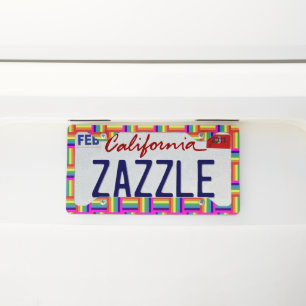 Colorful Rainbow Block Pattern License Plate Frame