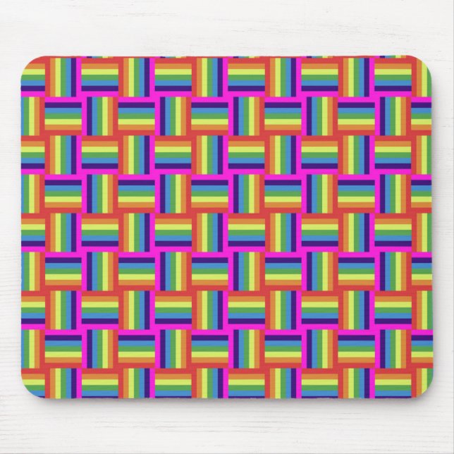 Colorful Rainbow Block Pattern Mouse Pad (Front)