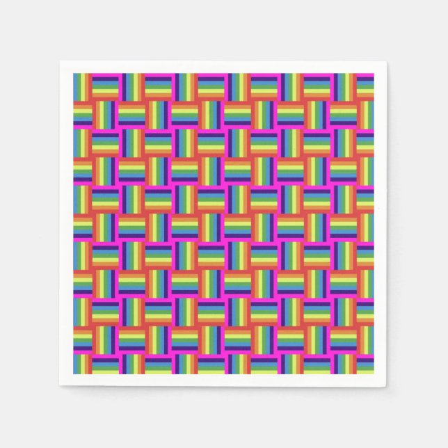 Colorful Rainbow Block Pattern Napkins (Front)