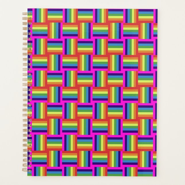 Colorful Rainbow Block Pattern Planner (Front)