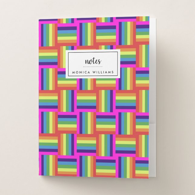 Colorful Rainbow Block Pattern Pocket Folder (Front)