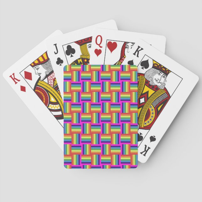 Colorful Rainbow Block Pattern Poker Cards (Back)
