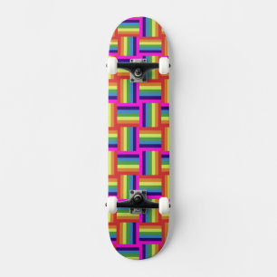 Colorful Rainbow Block Pattern Skateboard