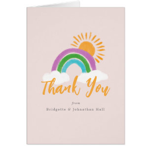 Colorful Rainbow Boho Baby Shower Thank You Cards