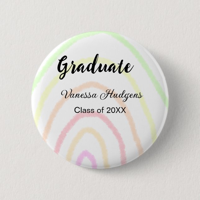 Colorful rainbow boho graduation add name year  button (Front)