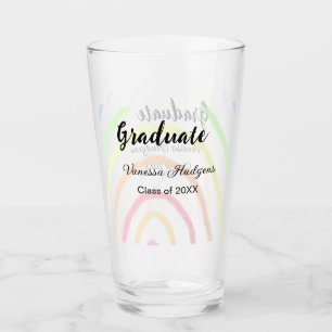 Colorful rainbow boho graduation add name year glass