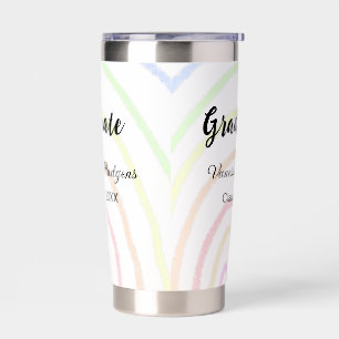 Colorful rainbow boho graduation add name year insulated tumbler
