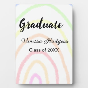 Colorful rainbow boho graduation add name year  plaque