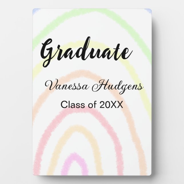 Colorful rainbow boho graduation add name year  plaque (Front)