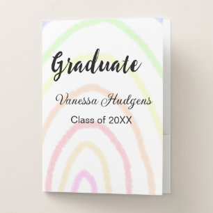 Colorful rainbow boho graduation add name year pocket folder