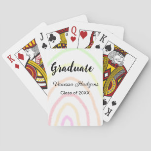 Colorful rainbow boho graduation add name year  poker cards