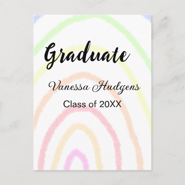 Colorful rainbow boho graduation add name year  postcard (Front)