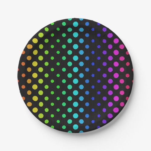 colorful rainbow bokeh halftone dot pattern paper plates