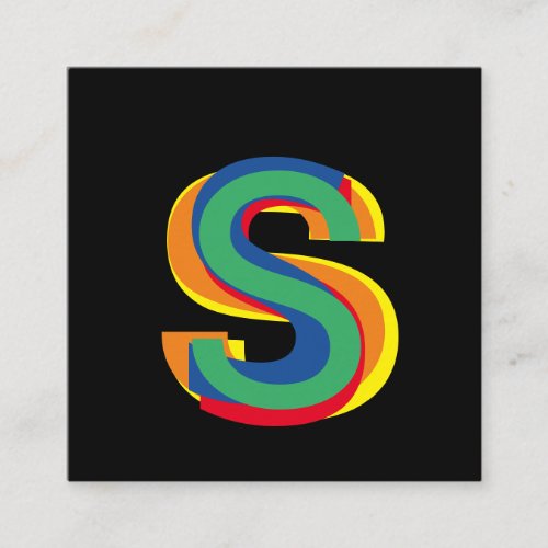 Colorful Rainbow Bold Typography Monogram Letter Square Business Card