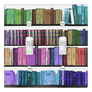 Colorful Rainbow Book shelf pattern Reading Lovers Light Switch Cover