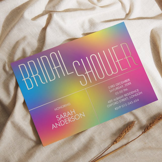 Colorful Rainbow Bridal Shower  Foil Invitation (Creator Uploaded)