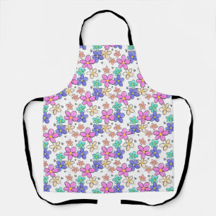 colorful rainbow bright flowers bumble bees floral apron