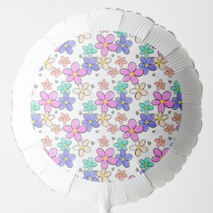 colorful rainbow bright flowers bumble bees floral balloon