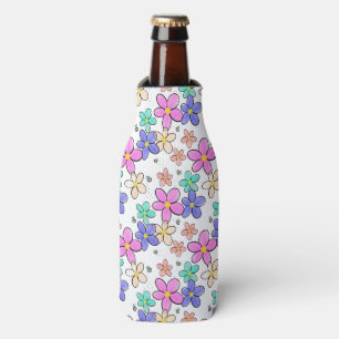colorful rainbow bright flowers bumble bees floral bottle cooler