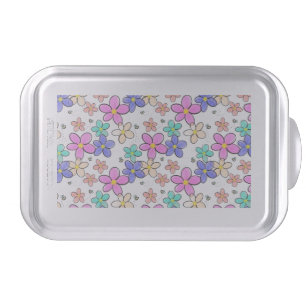 colorful rainbow bright flowers bumble bees floral cake pan