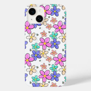 colorful rainbow bright flowers bumble bees floral Case-Mate iPhone 14 case
