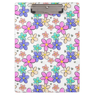 colorful rainbow bright flowers bumble bees floral clipboard