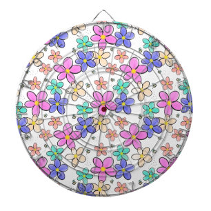 colorful rainbow bright flowers bumble bees floral dart board