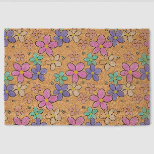 colorful rainbow bright flowers bumble bees floral fiber doormat