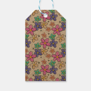 colorful rainbow bright flowers bumble bees floral gift tags