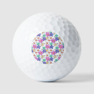 colorful rainbow bright flowers bumble bees floral golf balls