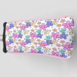 colorful rainbow bright flowers bumble bees floral golf head cover