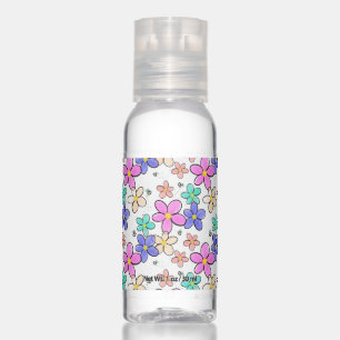 colorful rainbow bright flowers bumble bees floral hand sanitizer