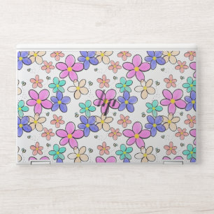 colorful rainbow bright flowers bumble bees floral HP laptop skin